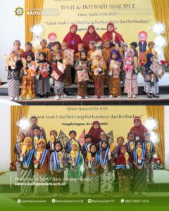 siswa TPA TKIT Baitussalam 2 CAngkringan berfoto dengan ustaz ustazah